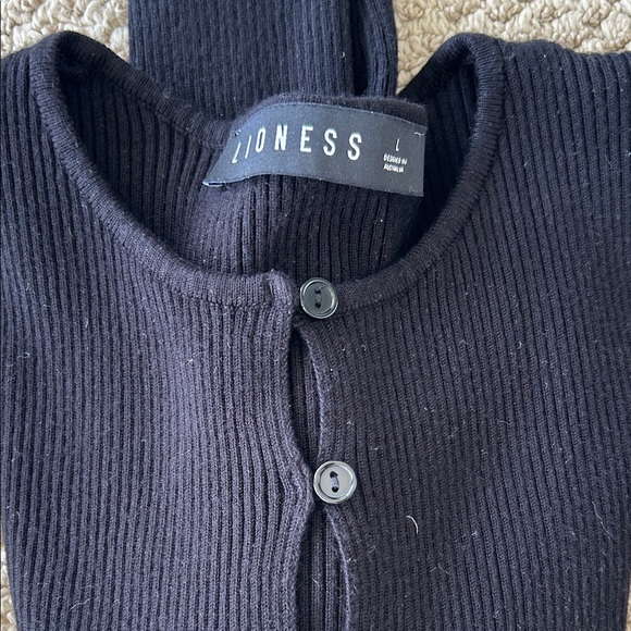 Lioness Black Ribbed Button-Up Cardigan - Picture 2 of 3